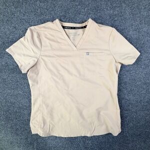 Fabletics Helix 1 Pocket Scrub Top Mens Medium Beige MotionTech Water Repellent